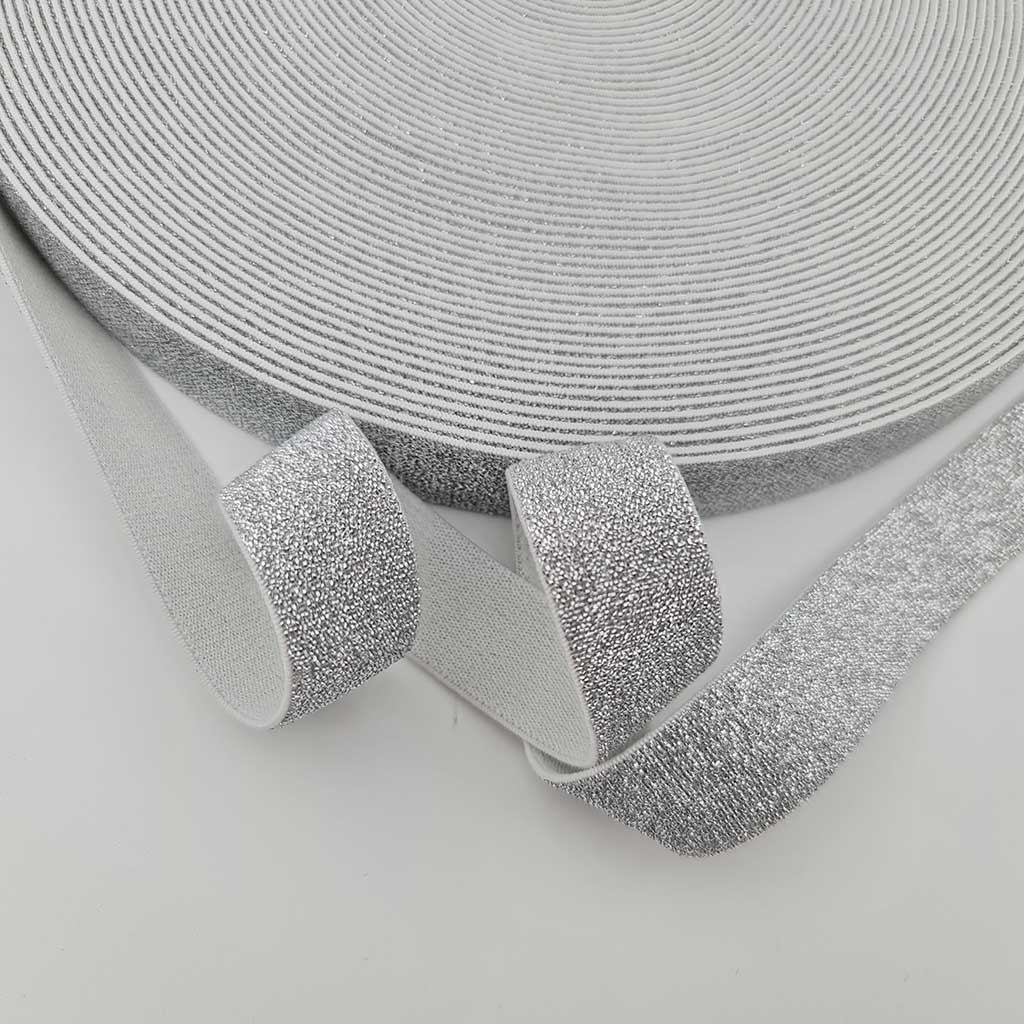 Lurex Metallic Elastic 1 1/4 30mm - Jacquard Elastic Band with light  weight lurex-Glitter Elastic Waist Band-Shiny Elastic Webbing