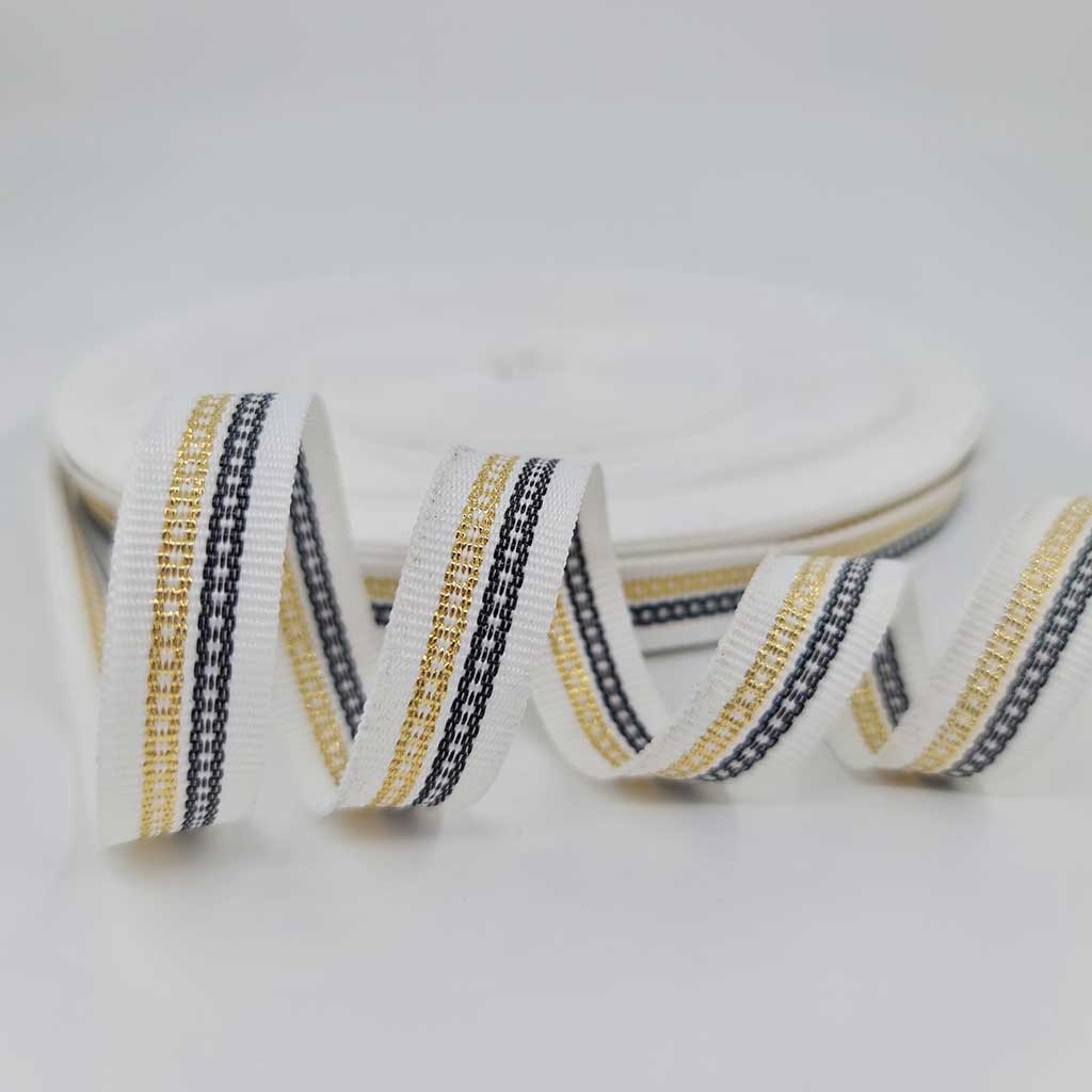 medesign kulp Chain  Pattern Ribbon Woven Gold Lurex