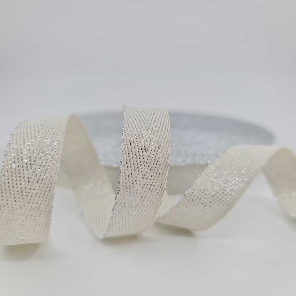 medesign kulp Tape Herringbone Woven Lurex Silver