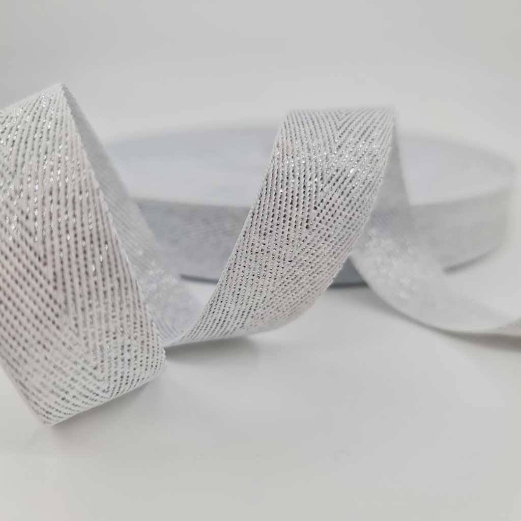 medesign kulp Tape Herringbone Woven Lurex Silver